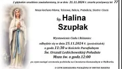 Zmarła Halina Szupłak. Miała 77 lat.