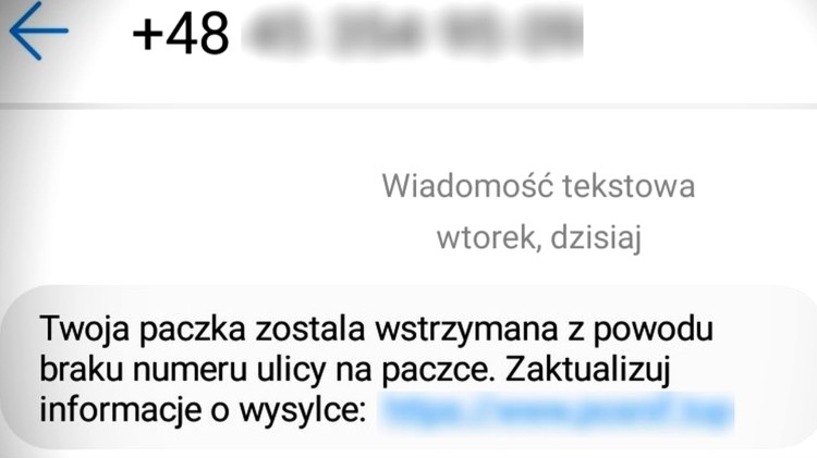 Oczekujesz na przesyłkę? Policjanci apelują - uważaj na wiadomość o wstrzymaniu paczki.