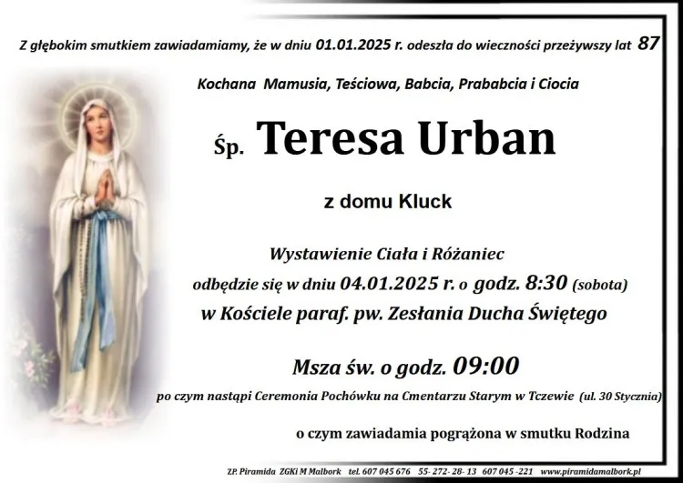 Zmarła Teresa Urban. Miała 87 lat.