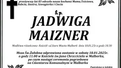 Zmarła Jadwiga Maizner. Miała 83 lata.