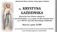 Zmarła Krystyna Gaździńska. Żyła 92 lata.