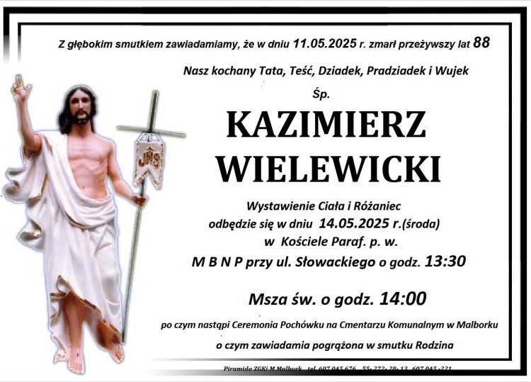 Zmarł Kazimierz Wielewicki. Żył 88 lat.