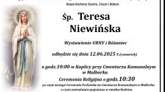 Zmarła Teresa Niewińska. Żyła 68 lat.