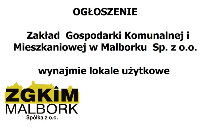 Zakład Gospodarki Komunalnej i Mieszkaniowej w Malborku Sp.z o.o. wynajmie…
