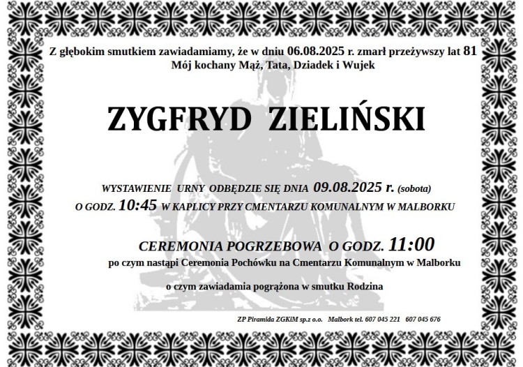 Zmarł Zygfryd Zieliński. Żył 81 lat.