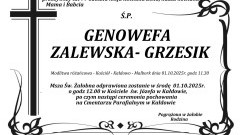 Zmarła Genowefa Zalewska - Grzesik. Miała 77 lat.