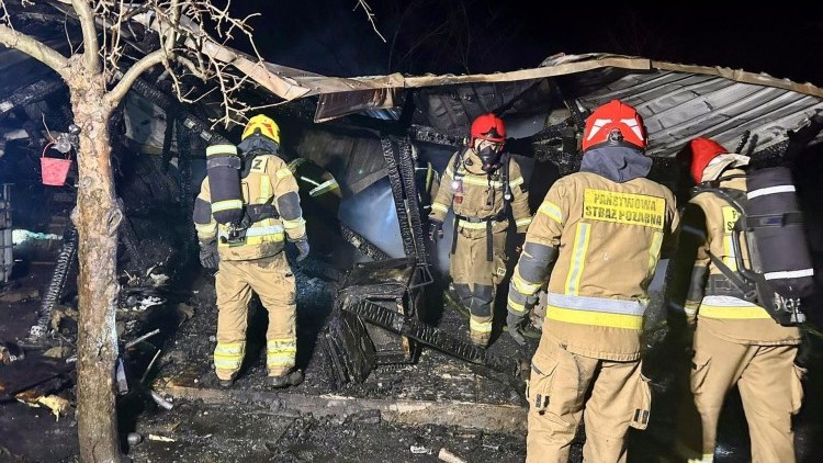 Pożar altanki w Malborku – strażacy szybko opanowali ogień.