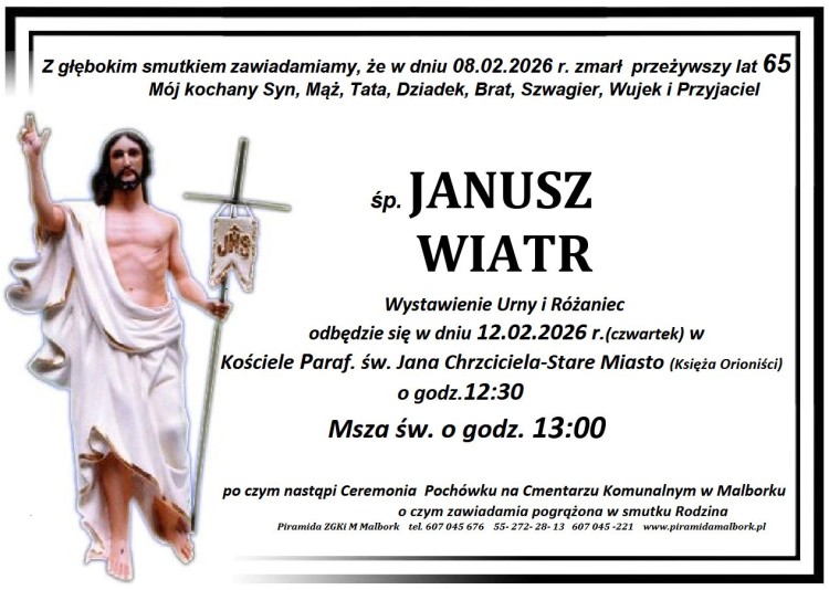 Zmarł Janusz Wiatr. Miał 65 lat.