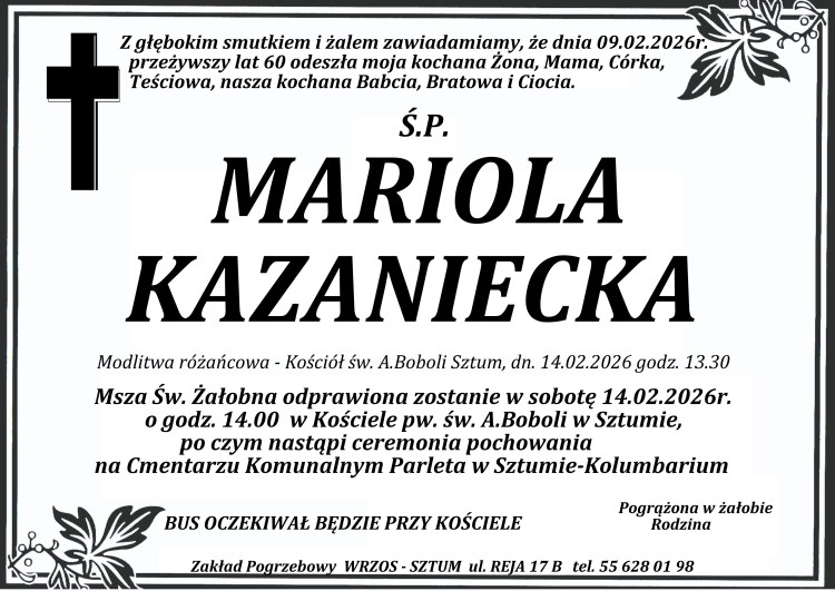 Zmarła Mariola Kazaniecka. Miała 60 lat.