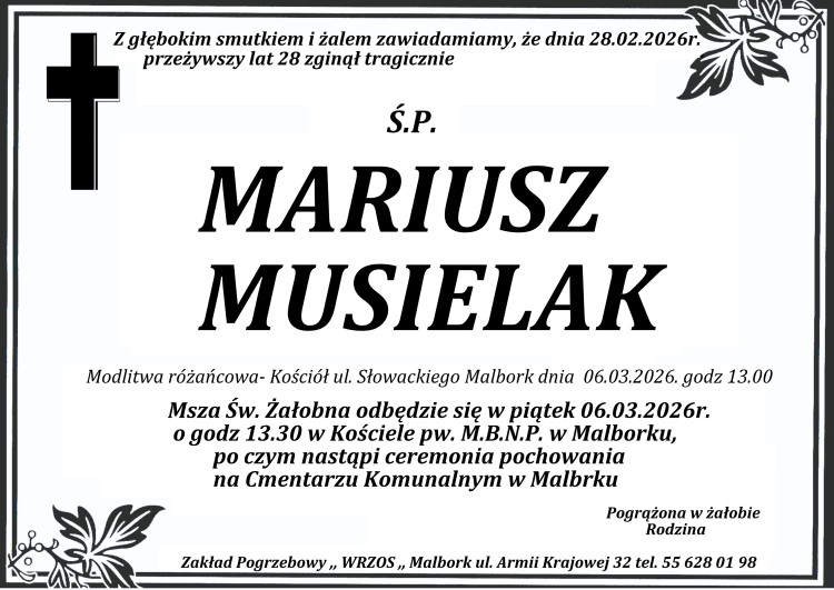 Zmarł Mariusz Musielak. Miał 28 lat.