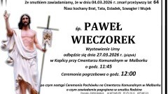 Zmarł Paweł Wieczorek. Żył 64 lata.