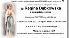 Zmarła Regina Dąbkowska. Miała 78 lat.