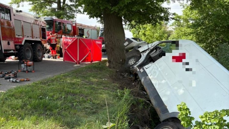 Śmiertelny wypadek w Bukowie. Kierowca busa prawdopodobnie zasłabł…