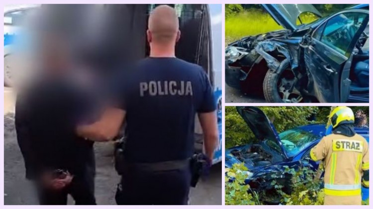 Czołowe zderzenie w Jantarze. Kierowca miał dożywotni zakaz prowadzenia i trafił do aresztu