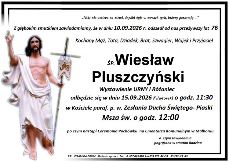 Zmarł Wiesław Pluszczyński. Miał 76 lat.