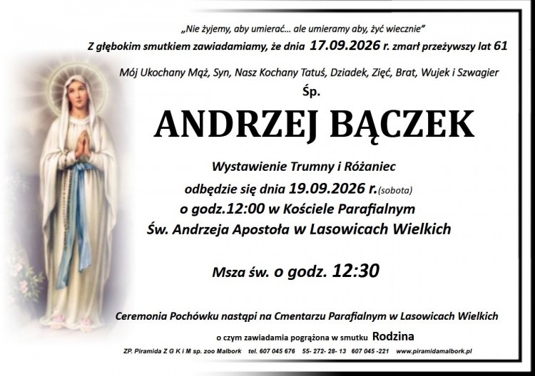 Zmarł Andrzej Bączek. Miał 61 lat.