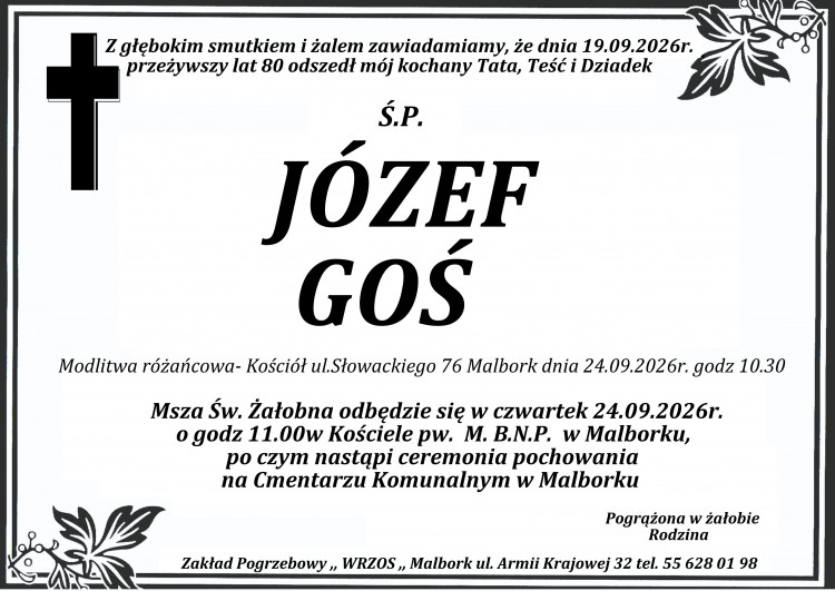 Zmarł Józef Goś. Miał 80 lat