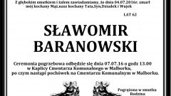 Zmarł Sławomir  Baranowski. Żył 62 lata.