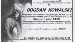 Zmarł Bogdan Kowalski. Żył 66 lat.