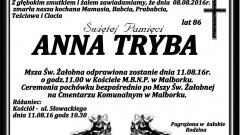 Zmarła Anna Tryba. Żyła 86 lat