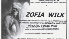 Zmarła Zofia Wilk. Żyła 89 lat.