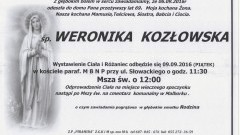 Zmarła Weronika Kozłowska. Żyła 69 lat.