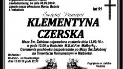 Zmarła Klementyna Czerska. Żyła 91 lat.