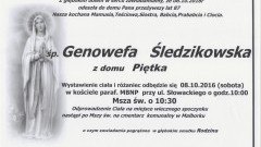 Zmarła Genowefa Śledzikowska. Żyła 87 lat.