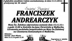 Zmarł Franciszek Andrearczyk. Żył 84 lata.