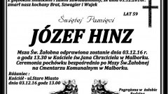 Zmarł Józef Hinz. Żył 59 lat.