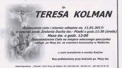 Zmarła Teresa Kolman. Żyła 59 lat.