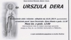 Zmarła Urszula Dera. Żyła 86 lat.