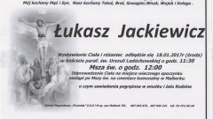 Zmarł Łukasz Jackiewicz. Żył 33 lata.