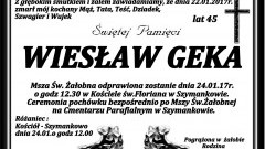 Zmarł Wiesław Geka. Żył 45 lat.