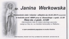 Zmarła Janina Werkowska. Żyła 87 lat.