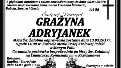 Zmarła Grażyna Adryjanek. Żyła 56 lat.