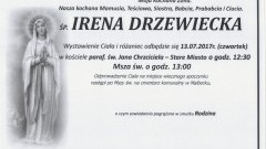 Zmarła Irena Drzewiecka. Żyła 73 lat.