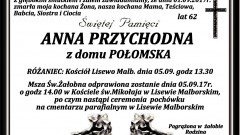 Zmarła Anna Przychodna. Żyła 62 lat.