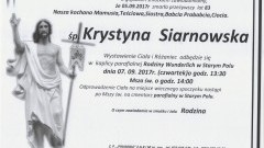 Zmarła Krystyna Siarnowska. Żyła 83 lata.