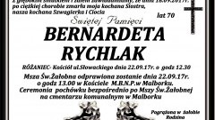 Zmarła Bernadeta Rychlak. Żyła 70 lat