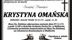 Zmarła Krystyna Omańska. Żyła 66 lat.