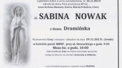 Zmarła Sabina Nowak. Żyła 67 lat.