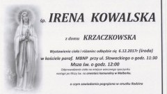 Zmarła Irena Kowalska. Żyła 71 lat.