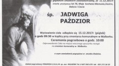 Zmarła Jadwiga Paździor. Żyła 78 lat