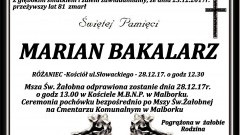 Zmarł Marian Bakalarz. Żył 81 lat.