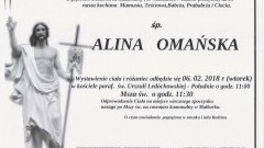 Zmarła Alina Omańska. Żyła 84 lata.