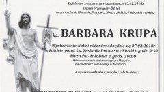 Zmarła Barbara Krupa. Żyła 81 lat.