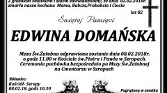 Zmarła Edwina Domańska. Żyła 82 lat.