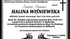 Zmarła Halina Wiśniewska. Żyła 69 lat.