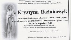 Zmarła Krystyna Raźniaczyk. Żyła 76 lat.